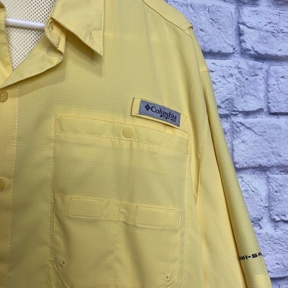 Columbia Shirt Men Yellow Poly UPF 30+ PFG Performance Fishing Gear Unisex Sz M - Picture 10 of 12